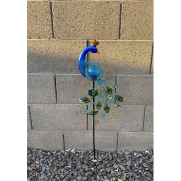 Metal Peacock Solar Garden Lights Stakes - Waterproof Landscape Path Lights - Picture 5 of 5